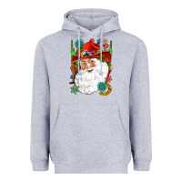 Heather Grey Cowboy Santa Heavyweight Hoodie - NancyCooperArtShop