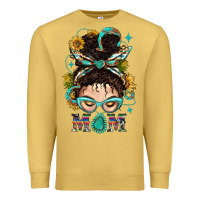 Antique Gold Western Messy Bun Mom With Sunflower Premium Sweatshirt - BundleAndBundleShop