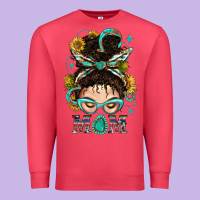Western Messy Bun Mom With Sunflower Premium Sweatshirt Designed By Bundleandbundleshop