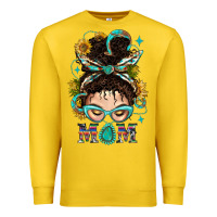 Lemon Western Messy Bun Mom With Sunflower Premium Sweatshirt - BundleAndBundleShop