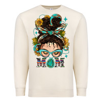 Sandshell Western Messy Bun Mom With Sunflower Premium Sweatshirt - BundleAndBundleShop