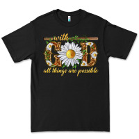Black With God all things are possible with daisy Premium Tee - texasbilliewilder