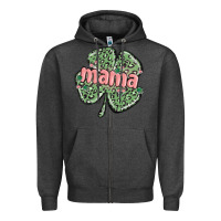 Charcoal Heather leopard shamrock mama Zipper Hoodie - MaliasSmallBusiness