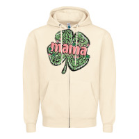 Sandshell leopard shamrock mama Zipper Hoodie - MaliasSmallBusiness