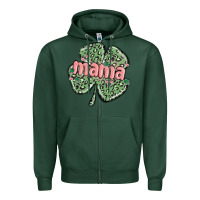 Sports Green leopard shamrock mama Zipper Hoodie - MaliasSmallBusiness