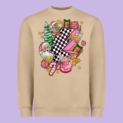 Pink Christmas Lightning Bolt Heavyweight Sweatshirt Designed By Adodesignshop