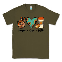 Army Green peace love fall Classic Tee - JahusDesignShop