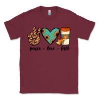 Burgundy peace love fall Classic Tee - JahusDesignShop