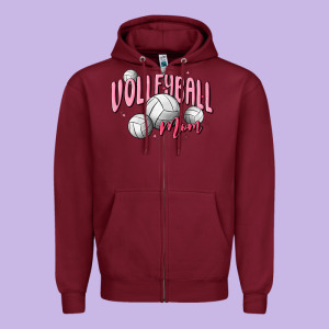 Volleyball Mom Zipper Hoodie Designed By Maliassmallbusiness