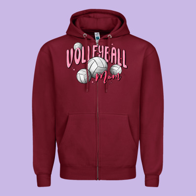 Volleyball Mom Zipper Hoodie Designed By Maliassmallbusiness