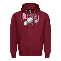 Burgundy volleyball mom Zipper Hoodie - MaliasSmallBusiness