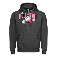 Charcoal Heather volleyball mom Zipper Hoodie - MaliasSmallBusiness