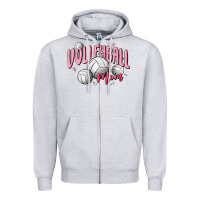 Heather Grey volleyball mom Zipper Hoodie - MaliasSmallBusiness