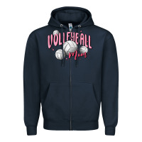 Navy volleyball mom Zipper Hoodie - MaliasSmallBusiness