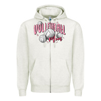 Oatmeal Heather volleyball mom Zipper Hoodie - MaliasSmallBusiness