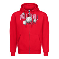 Red volleyball mom Zipper Hoodie - MaliasSmallBusiness
