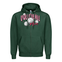 Sports Green volleyball mom Zipper Hoodie - MaliasSmallBusiness