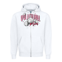 White volleyball mom Zipper Hoodie - MaliasSmallBusiness