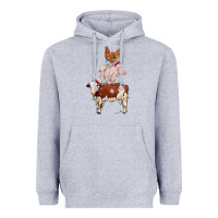 Heather Grey Merry Christmas Farm Animals Heavyweight Hoodie - MaliasSmallBusiness