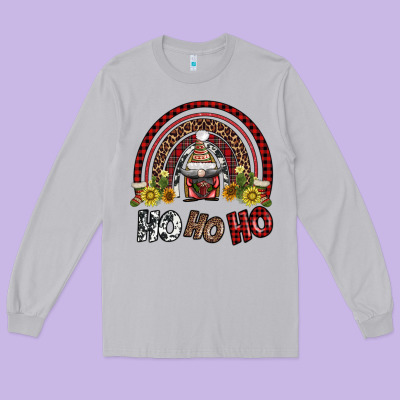 Rainbow And Hohoho With Gnome Long Sleeve Tee Designed By Adodesignshop