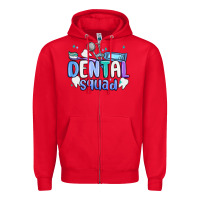 Red dental squad Zipper Hoodie - MaliasSmallBusiness