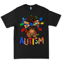 Black Autism Awareness afro messy bu Premium Tee - texasbilliewilder