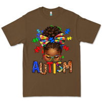 Cacao Autism Awareness afro messy bu Premium Tee - texasbilliewilder
