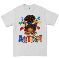 Dove Grey Autism Awareness afro messy bu Premium Tee - texasbilliewilder