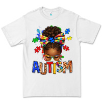White Autism Awareness afro messy bu Premium Tee - texasbilliewilder