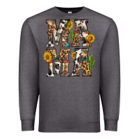 Charcoal Heather Western Mama With Sunflowers Premium Sweatshirt - BundleAndBundleShop
