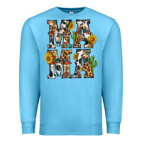 Ocean Blue Western Mama With Sunflowers Premium Sweatshirt - BundleAndBundleShop