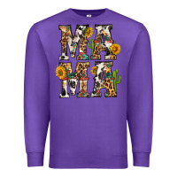 Purple Western Mama With Sunflowers Premium Sweatshirt - BundleAndBundleShop