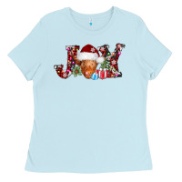 Baby Blue joy christmas heifer Ladies Tee - AdoDesignShop