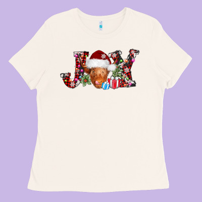 Joy Christmas Heifer Ladies Tee Designed By Adodesignshop