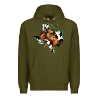Army Green Cowhide Texas Map Rodeo Cowboy Premium Hoodie - Bettercallsaul