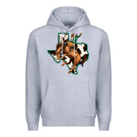 Heather Grey Cowhide Texas Map Rodeo Cowboy Premium Hoodie - Bettercallsaul