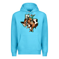 Ocean Blue Cowhide Texas Map Rodeo Cowboy Premium Hoodie - Bettercallsaul