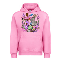Fuchsia Pink Easter eggs and Bunny with Cross Easter Day Urban Hoodie - HowdyJamesFarm