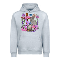 Heather Grey Easter eggs and Bunny with Cross Easter Day Urban Hoodie - HowdyJamesFarm