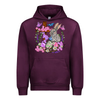 Mauve Wine Easter eggs and Bunny with Cross Easter Day Urban Hoodie - HowdyJamesFarm