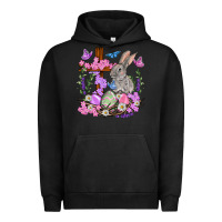 Pigment Black Easter eggs and Bunny with Cross Easter Day Urban Hoodie - HowdyJamesFarm