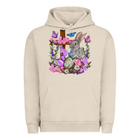 Pigment French Oak Easter eggs and Bunny with Cross Easter Day Urban Hoodie - HowdyJamesFarm
