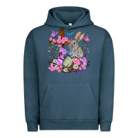 Pigment Midnight Navy Easter eggs and Bunny with Cross Easter Day Urban Hoodie - HowdyJamesFarm