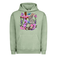 Pigment Oil Green Easter eggs and Bunny with Cross Easter Day Urban Hoodie - HowdyJamesFarm