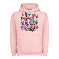 Pigment Salmon Easter eggs and Bunny with Cross Easter Day Urban Hoodie - HowdyJamesFarm