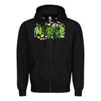 Black st.patrick's day nurse Zipper Hoodie - MaliasSmallBusiness