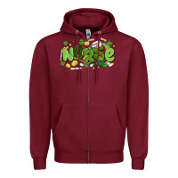 Burgundy st.patrick's day nurse Zipper Hoodie - MaliasSmallBusiness