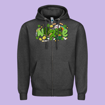 St.patrick's Day Nurse Zipper Hoodie Designed By Maliassmallbusiness