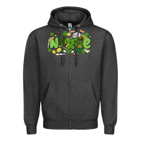 Charcoal Heather st.patrick's day nurse Zipper Hoodie - MaliasSmallBusiness
