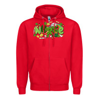 Red st.patrick's day nurse Zipper Hoodie - MaliasSmallBusiness